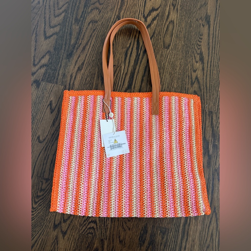 Shiraleah Maya Orange Woven Tote – NWT | Raffia Beach Pool Bag - Picture 4 of 7